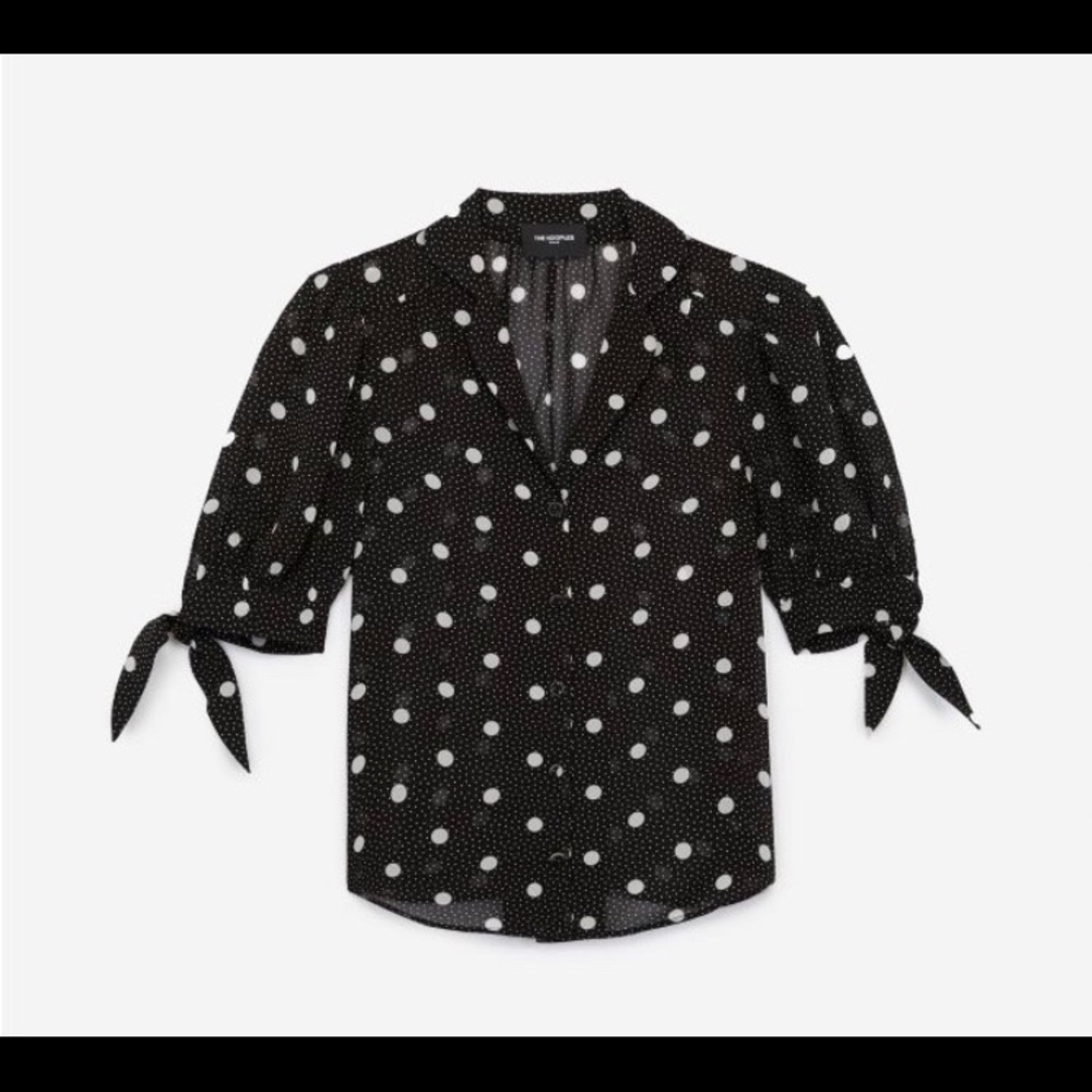 the Kooples black polka dot shirt with sleeve ties